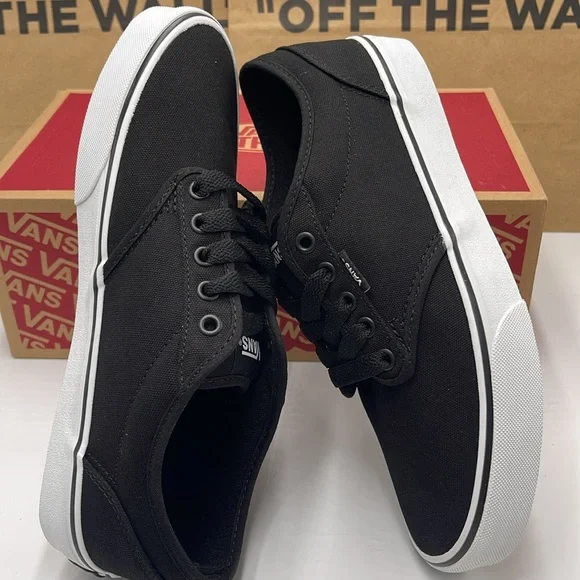 Vans Men’s Canvas Sneakers Classic Low-Top Design Atwood (Canvas) Black/White